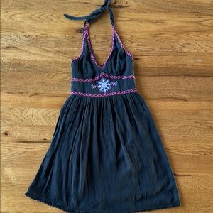 Hollister Black Halter Dress with Pink Accents